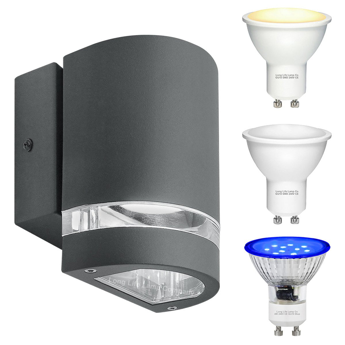Warm White, Cool White, Blue | Modern Outdoor Single Wall Light - Energy Light Bulbs - Free delivery on all orders