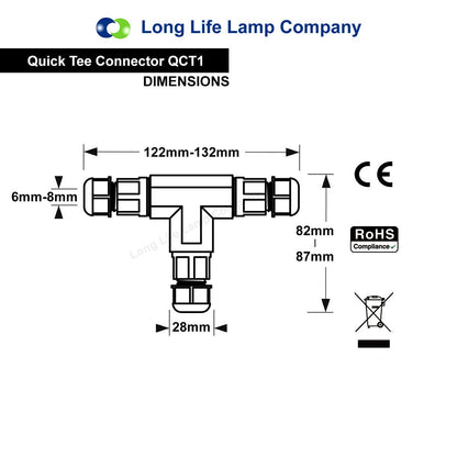 Waterproof IP68 Tee Quick Connector 3P Terminal - Energy Light Bulbs - Free delivery on all orders