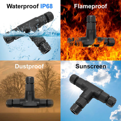 Waterproof IP68 Tee Quick Connector 3P Terminal - Energy Light Bulbs - Free delivery on all orders