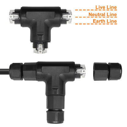Waterproof IP68 Tee Quick Connector 3P Terminal - Energy Light Bulbs - Free delivery on all orders