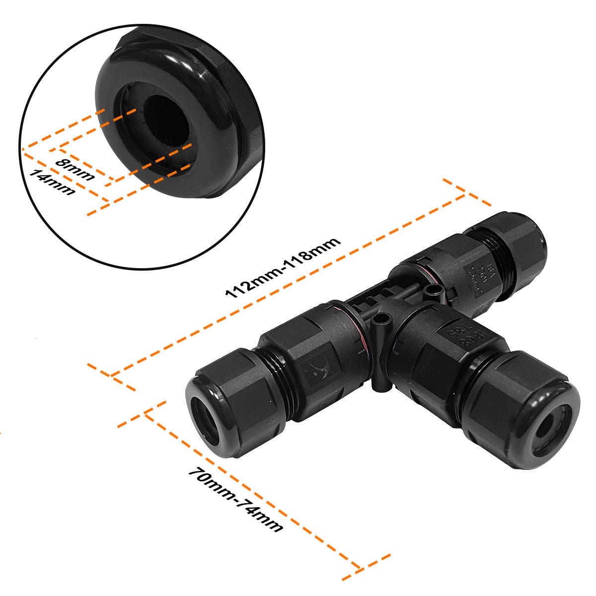 Waterproof IP68 Tee Quick Connector 3P Terminal QCT1 - Free delivery on all orders
