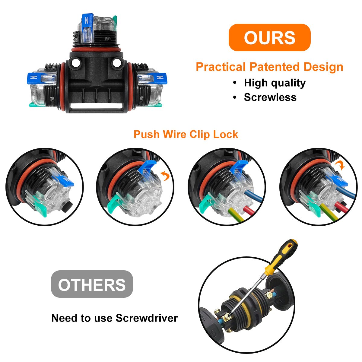 Waterproof IP68 Tee Quick Connector 3P Terminal QCT1 - Free delivery on all orders