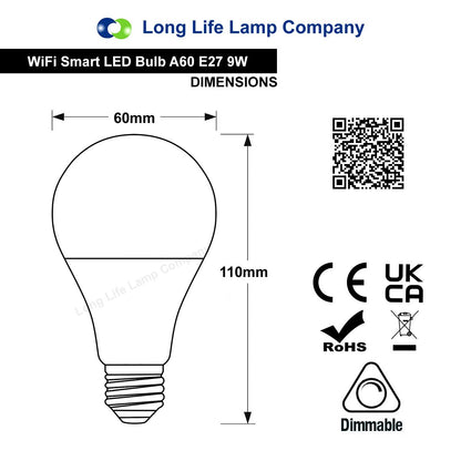 WiFi Smart Bulbs | 9W E27 LED Smart WiFi Light Bulb Colour Changing Mood Lamp - Free delivery on all orders