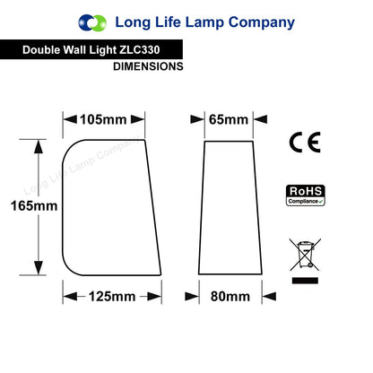 ww, cw, blue Double Outdoor Wall Light Black - Energy Light Bulbs - Free delivery on all orders