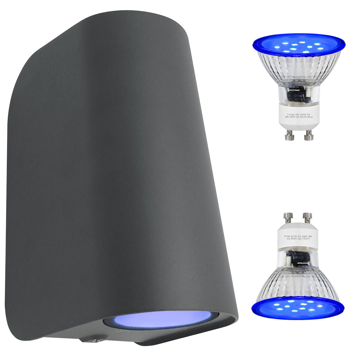 ww, cw, blue Double Outdoor Wall Light Black - Energy Light Bulbs - Free delivery on all orders