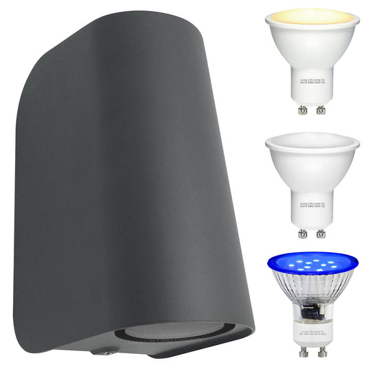 ww, cw, blue Double Outdoor Wall Light Black - Energy Light Bulbs - Free delivery on all orders